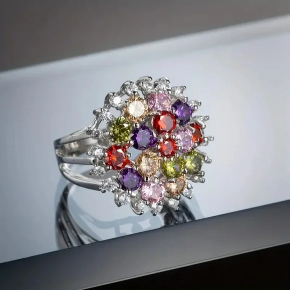 Gorgeous Multi Colored Cocktail Ring - Picture 5 of 6